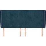  Vzglavje z ušesi temno modra 183x23x118/128 cm žamet, (20936202) | Shoptok.si