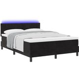 vidaXL Box Spring Postelja z Blazino in LED Črna 160x200 cm Žamet | Shoptok.si