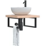 vidaXL Zidna polica za Lavabo - Umivaonik od čelika i masivne hrastovine | shoptok.hr