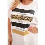 Kesi Włoski Women's Plus Size Cotton Blouse with Gold Glitter Print white | shoptok.hr