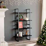 vidaXL ormarić za knjige s 4 razine crni 80x30x140 cm masivna borovina | shoptok.hr