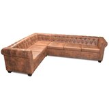  Chesterfield Kutna Garnitura 6 Sjedala od Umjetne kože Smeđa | Eponuda.com