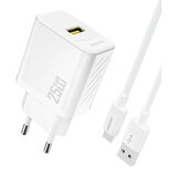 Dudao 25W GAN USB-A STENSKI POLNILEC S KABLOM USB-A NA USB-C ZA TELEFONE, (5000259929) Cene