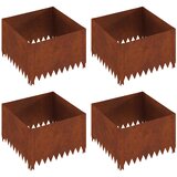 vidaXL Robovi trave 4 pcs 60 x 60 x 35 cm Jeklo Rjav, (5000301020) | Shoptok.si