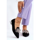 Kesi Women's decorated moccasins with flat heels Black Sloane Cene
