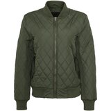 Urban Classics Women's Diamond Quilt Nylon Jacket Olive Cene