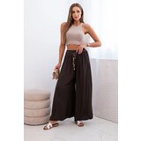 Kesi Włoski Women's wide-leg viscose trousers brown | Shoptok.si