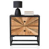 MID.YOU Široka Komoda Santjago Black Sun, Črna, Barva Hrasta | Shoptok.si