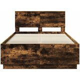  Krevetna konstrukcija s LED trakama Dimljeni hrast 120 x 190 cm | shoptok.hr