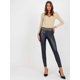 Fashion Hunters Navy blue insulated leggings made of eco-leather Cijene