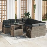 vidaXL 9-delni vrtni set sofa z blazinami siva poli ratan | Shoptok.si