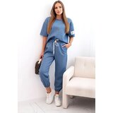 Kesi Włoski Women's viscose set with short sleeves and trousers denim melan | Shoptok.si
