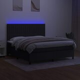  Krevet box spring s madracem LED crni 180x200 cm od tkanine | shoptok.hr