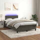 The Living Store Box spring postelja z vzmetnico LED temno siva 120x200 cm žamet - Box Spring Postelja, (21488668) Cene