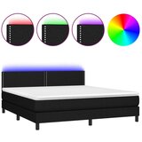  Krevet box spring s madracem LED crni 180x200 cm od tkanine | shoptok.hr