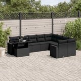 vidaXL 10-dijelni set vrtnih sofa s jastucima crni od poliratana | shoptok.hr