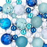  Set božićnih kuglica 88 kom. Tirkizna, tamnoplava i bijela | shoptok.hr