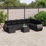 9-dijelni set vrtnih sofa s jastucima crni od poliratana Crna 70 x 62.5 x 69 cm | Shoptok.si