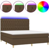 vidaXL Box spring postelja z vzmetnico LED temno rjava 180x200cm blago, (20901374) Cene