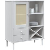  Visoka komoda SENJA bijela izgled ratana 90x40x112 cm borovina | shoptok.hr