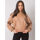 Fashion Hunters Camel sweatshirt with an Ancora RUE PARIS eco-leather insert cene