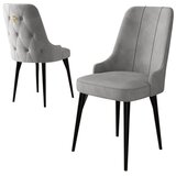 Hanah home set trpezarijskih stolica Enoa 2 kom, siva tkanina Babyface, crne drvene noge | Eponuda.com