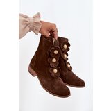 Zazoo Suede Women's Ankle Boots with Decorative Flowers 3085 Brown | shoptok.hr