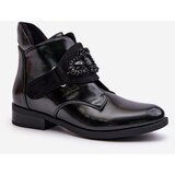 S. BARSKI Lacquered women's ankle boots with decoration insulated S.Barski black | Eponuda.ba