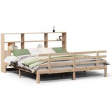  Krevet s regalom za knjige bez madraca 200 x 200 cm od borovine - Prirodna 200 x 200 cm | shoptok.hr