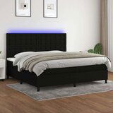  Box spring postelja z vzmetnico LED črna 200x200 cm blago, (20901330) | Shoptok.si