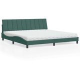  Postelja z vzmetnico temno zelena 200x200 cm žamet | Shoptok.si