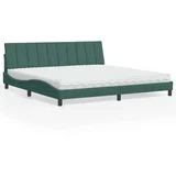  Postelja z vzmetnico temno zelena 200x200 cm žamet