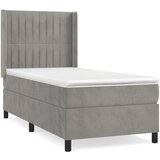 The Living Store Box spring postelja z vzmetnico svetlo siva 100x200 cm žamet - Box Spring Postelja, (21489809) | Shoptok.si