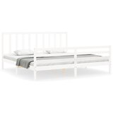 The Living Store Posteljni okvir z vzglavjem bel 200x200 cm trden les - Posteljni Okvir, (21527706) | Shoptok.si