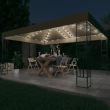  Sjenica s LED svjetlosnim trakama 3 x 4 m smeđe-siva od tkanine | shoptok.hr