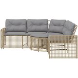  Vrtna sofa L-oblika sa jastucima i tabureom bež od poliratana | shoptok.hr