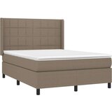  Box spring s madracem LED smeđesivi 140x200 cm tkanina | shoptok.hr