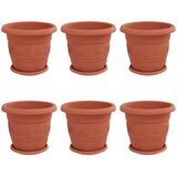  Lončki za rastline 6 pcs Kamnito rdeča Ø 26 x 21.5 cm Plastika, (5000207861) | Shoptok.si