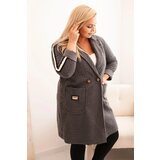 Kesi Włoski Plus Size women's coat made of faux shearling with pockets graphite | Shoptok.si