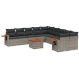 Maison Chic Seti vrtnega pohištva - Vrtna garnitura - Vrtni pohištvo set 11-delna z blazinami siv poli ratan, (21809929) | Shoptok.si