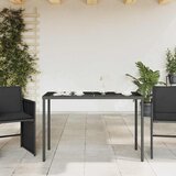  Vrtni stol sa staklenom pločom crni 115x54x74 cm od poliratana | Eponuda.com