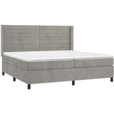  Krevet box spring s madracem LED svjetlosivi 200x200 cm baršun | shoptok.hr