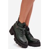 Zazoo Leather Women's Block Heel Boots with Decorative Strap Insulated | Shoptok.si