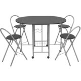 Furnova Zložljiva jedilna garnitura 5-delna MDF črna, (21955475) | Shoptok.si
