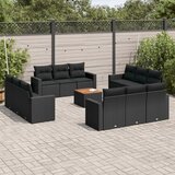  13-dijelni set vrtnih sofa s jastucima poliratan crni | shoptok.hr