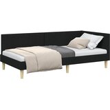  Kutni okvir kreveta Crna 90 cm x 190 cm Tkanina i šperploča | shoptok.hr