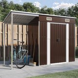 vidaXL Vrtna kućica s produženim krovom smeđa 277x110 5x181 cm čelik | shoptok.hr