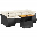 Maison Chic Seti vrtnega pohištva - Vrtna garnitura - Vrtni pohištvo set 7-delna z blazinami črn poli ratan, (21802258) | Shoptok.si