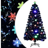  Božićno drvce s LED pahuljama crno 120 cm od optičkih vlakana | shoptok.hr