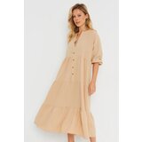 Cool & Sexy Women's Loose Midi Dress Camel Q982 | shoptok.hr